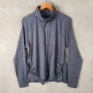 All in Motion Jacket Womens XL Gray Striped Full Zip Athletic Recycled Polyester